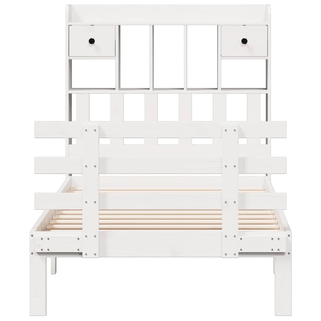 seng med reol uden madras 90x190 cm massivt fyrretræ hvid