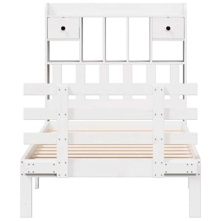 seng med reol uden madras 90x190 cm massivt fyrretræ hvid