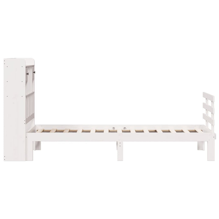 seng med reol uden madras 90x190 cm massivt fyrretræ hvid