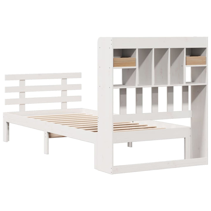seng med reol uden madras 90x190 cm massivt fyrretræ hvid