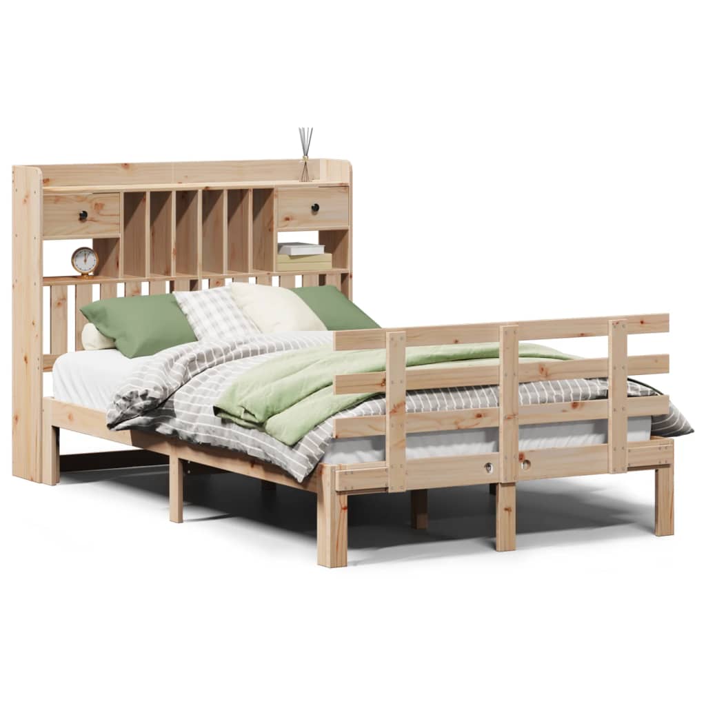 seng med reol uden madras 135x190 cm massivt fyrretræ