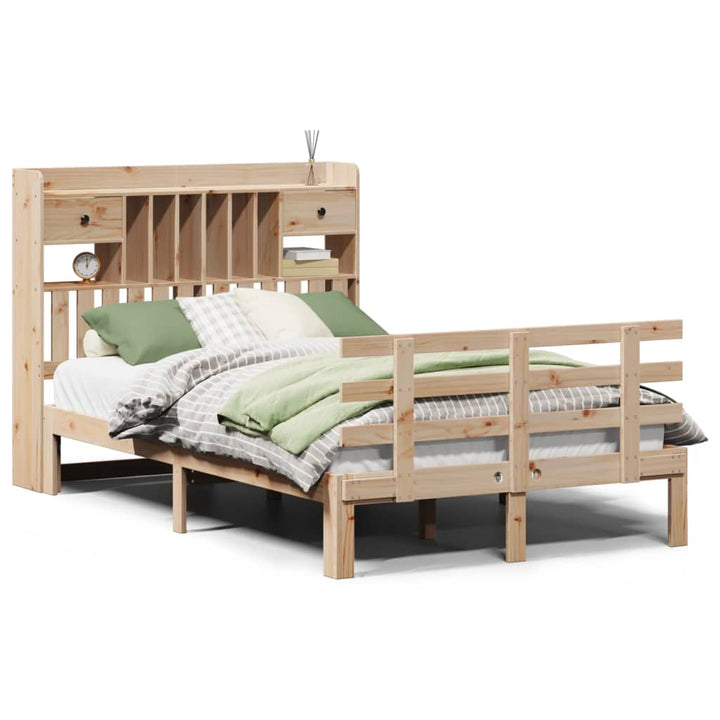 seng med reol uden madras 135x190 cm massivt fyrretræ
