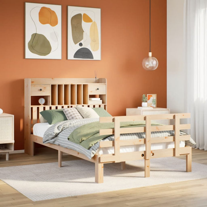 seng med reol uden madras 135x190 cm massivt fyrretræ