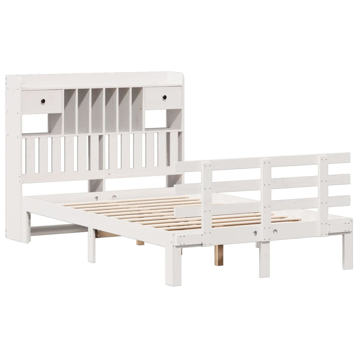 seng med reol uden madras 135x190 cm massivt fyrretræ hvid