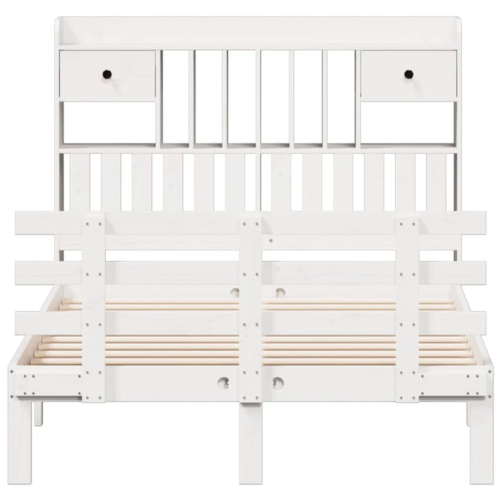 seng med reol uden madras 135x190 cm massivt fyrretræ hvid