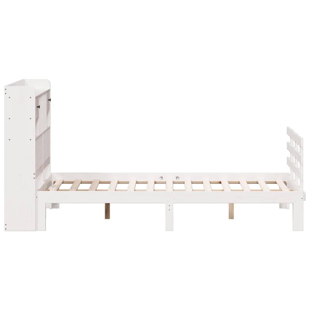 seng med reol uden madras 135x190 cm massivt fyrretræ hvid