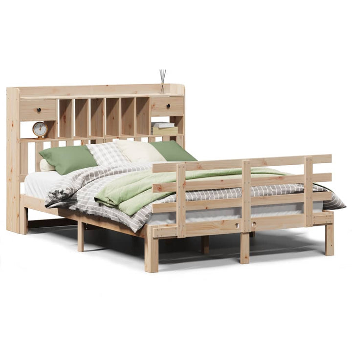 seng med reol uden madras 140x190 cm massivt fyrretræ