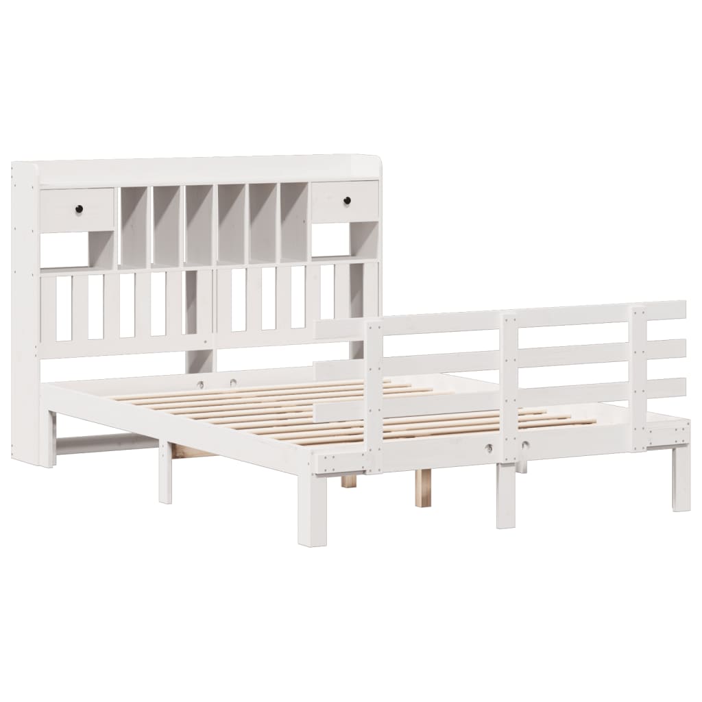 seng med reol uden madras 140x190 cm massivt fyrretræ hvid