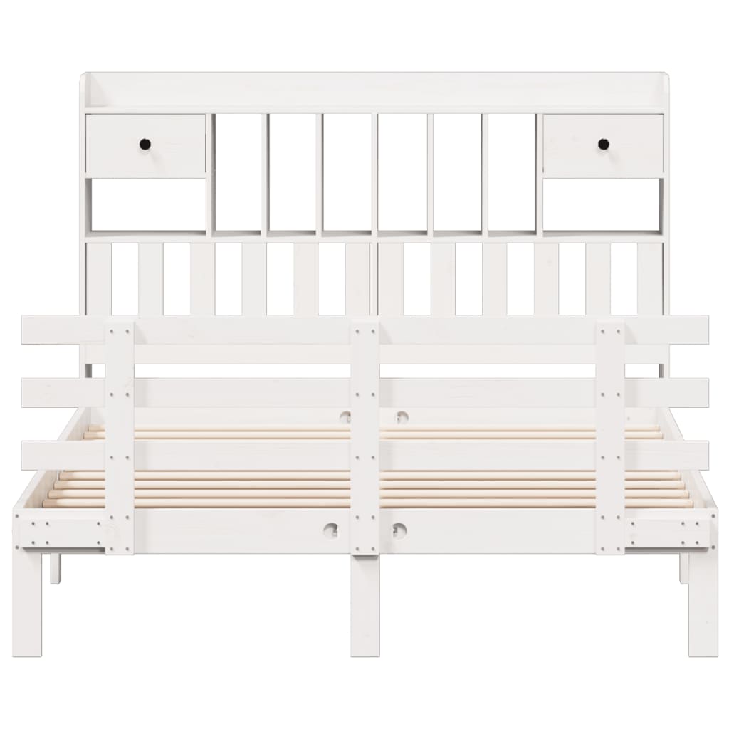 seng med reol uden madras 140x190 cm massivt fyrretræ hvid
