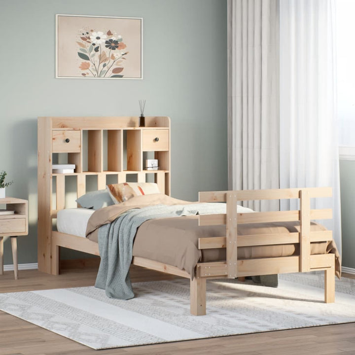 seng med reol uden madras 90x200 cm massivt fyrretræ