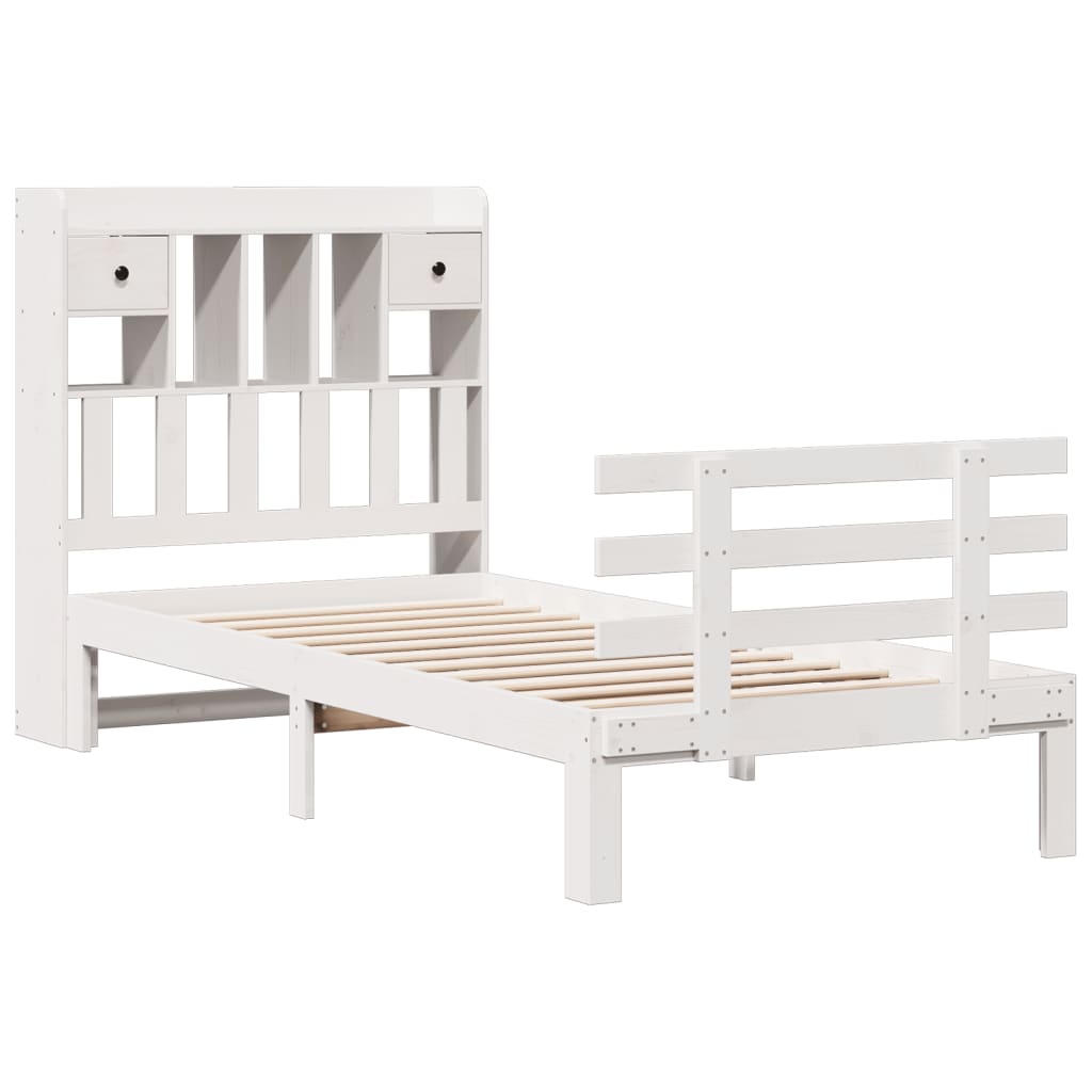 seng med reol uden madras 90x200 cm massivt fyrretræ hvid