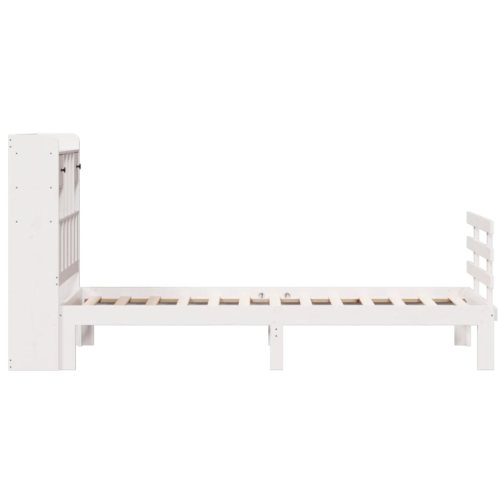 seng med reol uden madras 90x200 cm massivt fyrretræ hvid