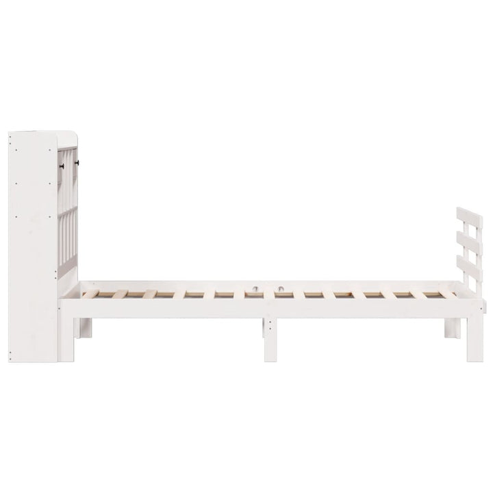 seng med reol uden madras 90x200 cm massivt fyrretræ hvid