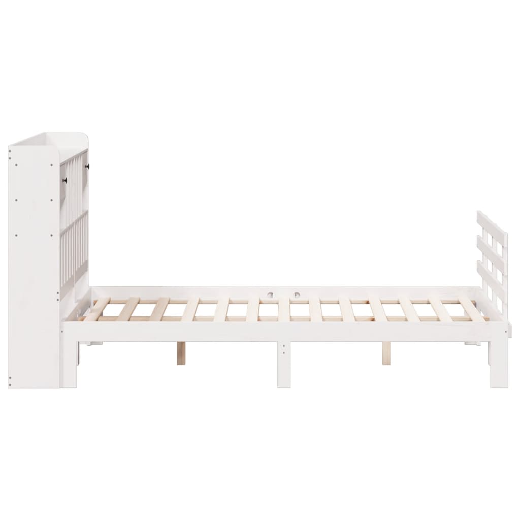 seng med reol uden madras 140x200 cm massivt fyrretræ hvid