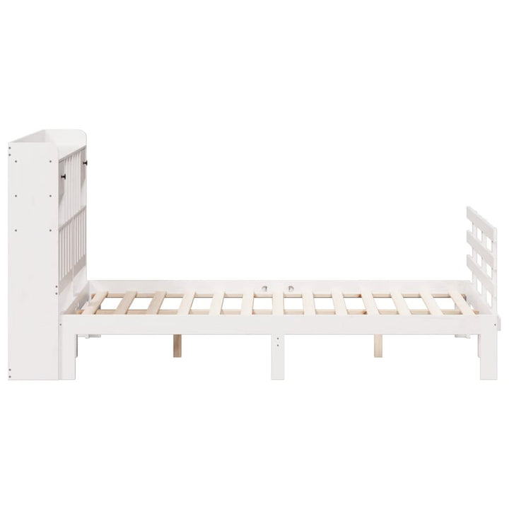 seng med reol uden madras 140x200 cm massivt fyrretræ hvid