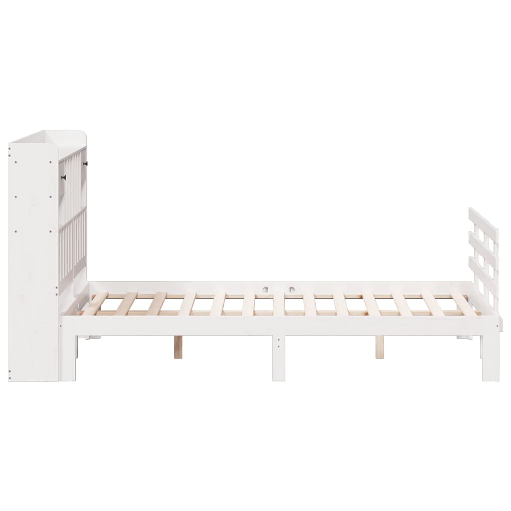 seng med reol uden madras 160x200 cm massivt fyrretræ hvid