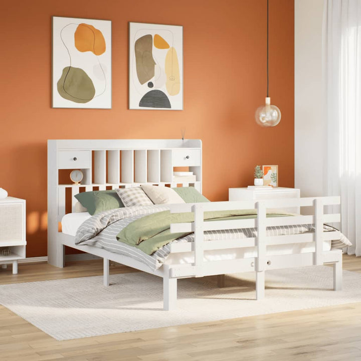 seng med reol uden madras 160x200 cm massivt fyrretræ hvid