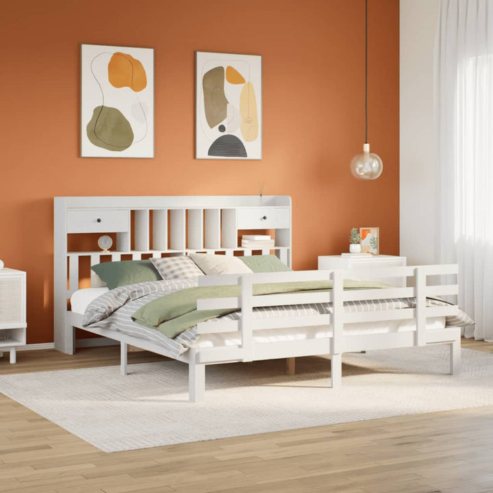 seng med reol uden madras 180x200 cm massivt fyrretræ hvid