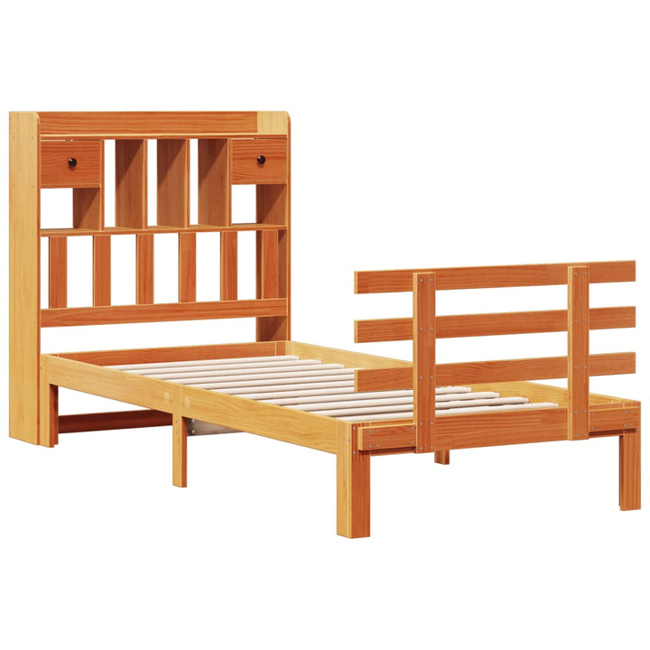 seng med reol uden madras 75x190 cm massivt fyrretræ gyldenbrun