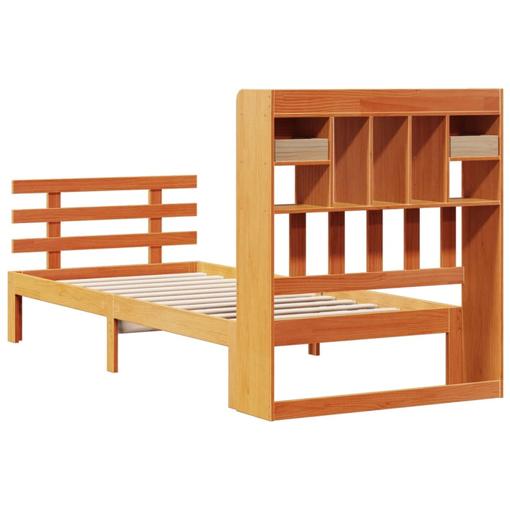 seng med reol uden madras 75x190 cm massivt fyrretræ gyldenbrun