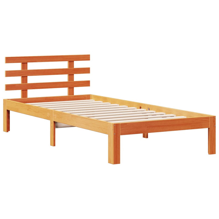 seng med reol uden madras 75x190 cm massivt fyrretræ gyldenbrun