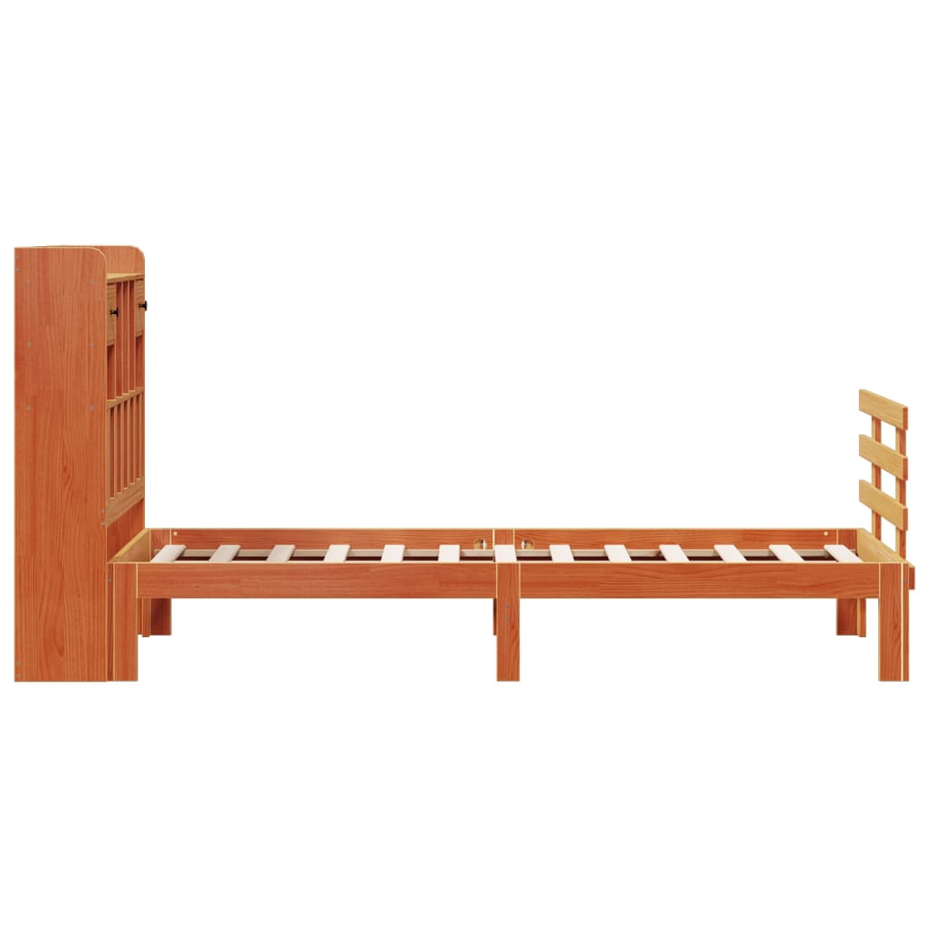 seng med reol uden madras 100x200cm massivt fyrretræ gyldenbrun