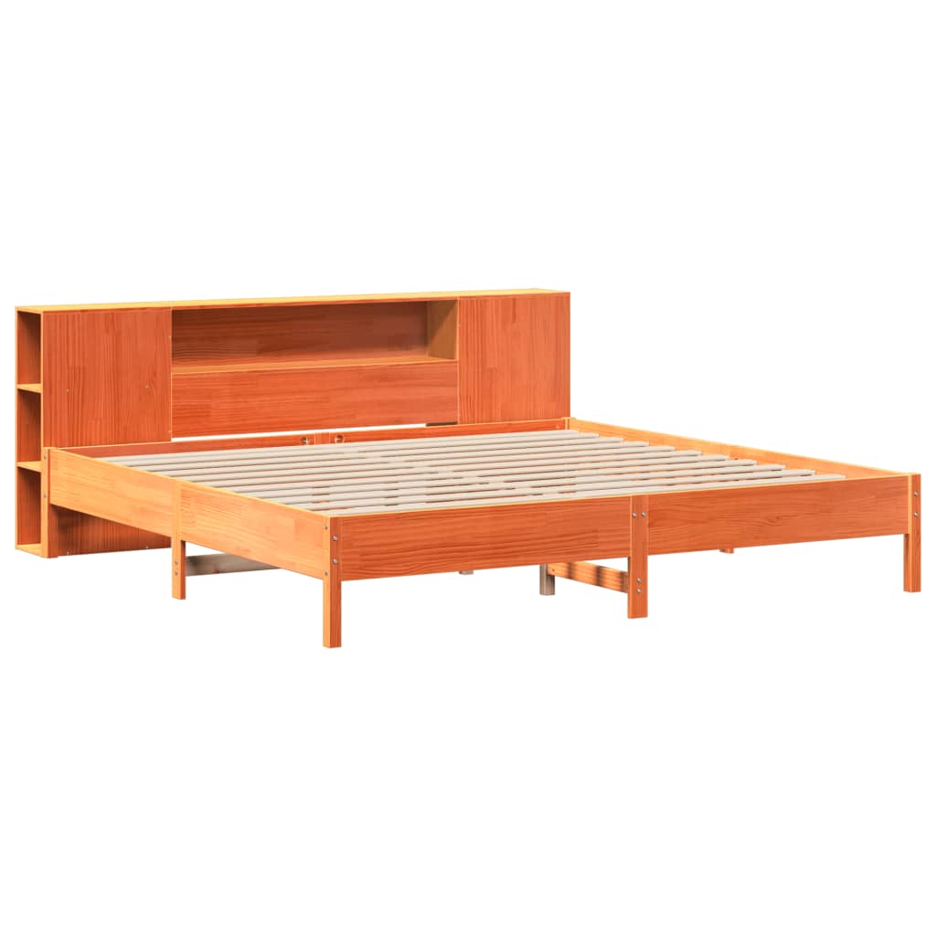 seng med reol uden madras 200x200cm massivt fyrretræ gyldenbrun