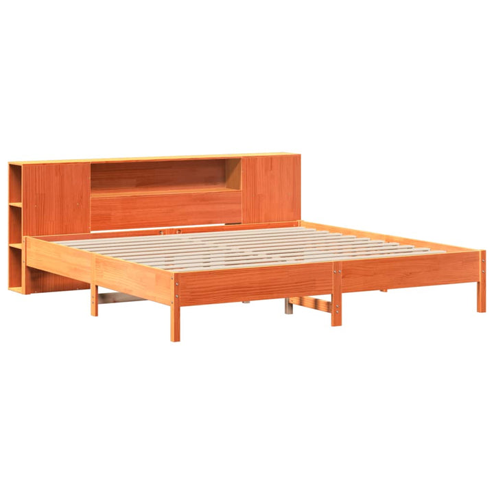 seng med reol uden madras 200x200cm massivt fyrretræ gyldenbrun