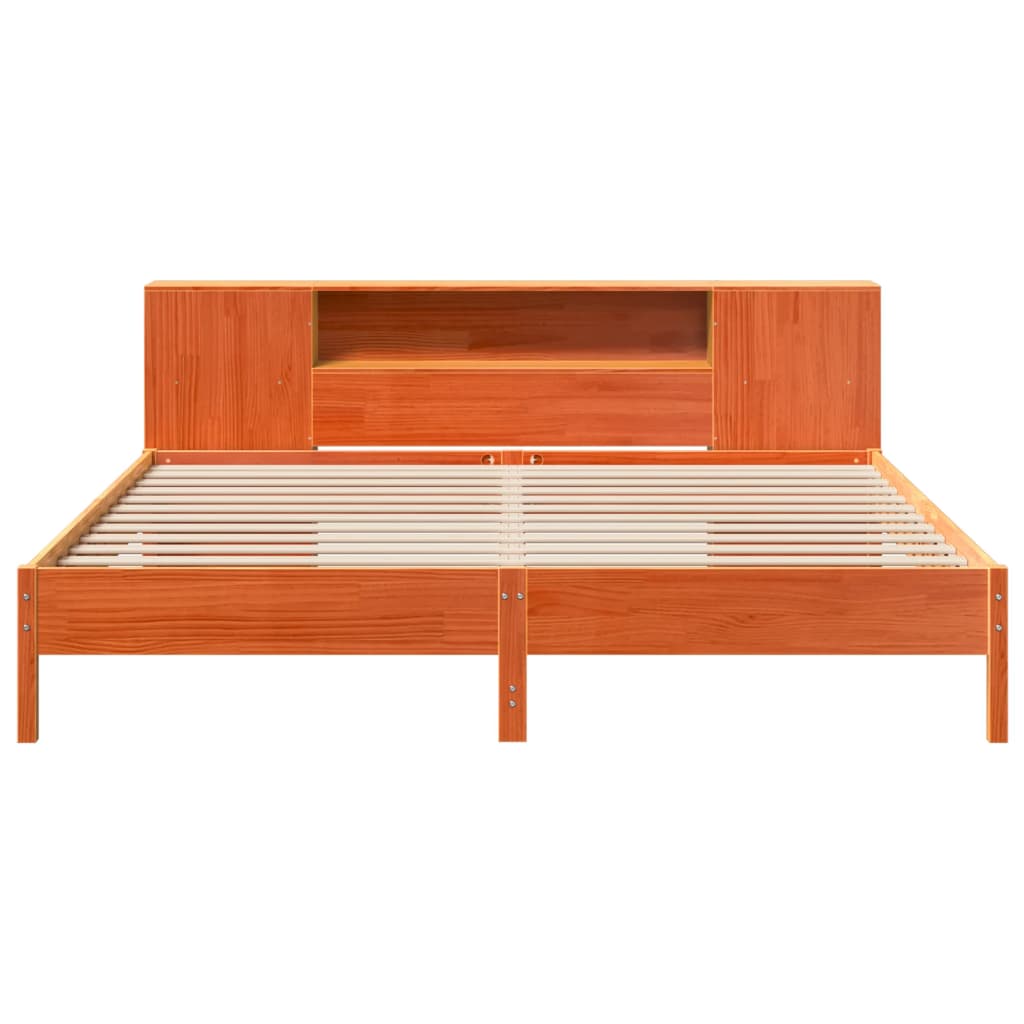 seng med reol uden madras 200x200cm massivt fyrretræ gyldenbrun