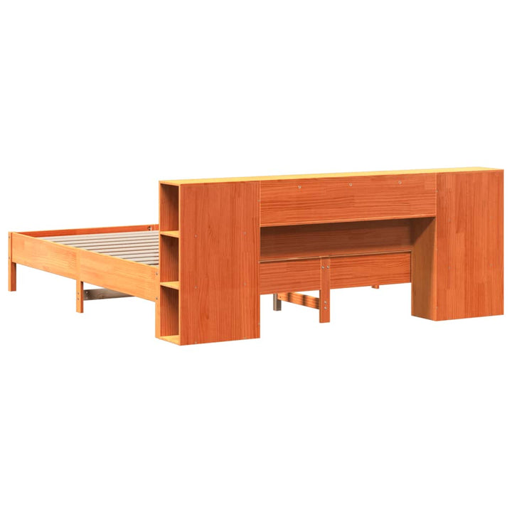 seng med reol uden madras 200x200cm massivt fyrretræ gyldenbrun