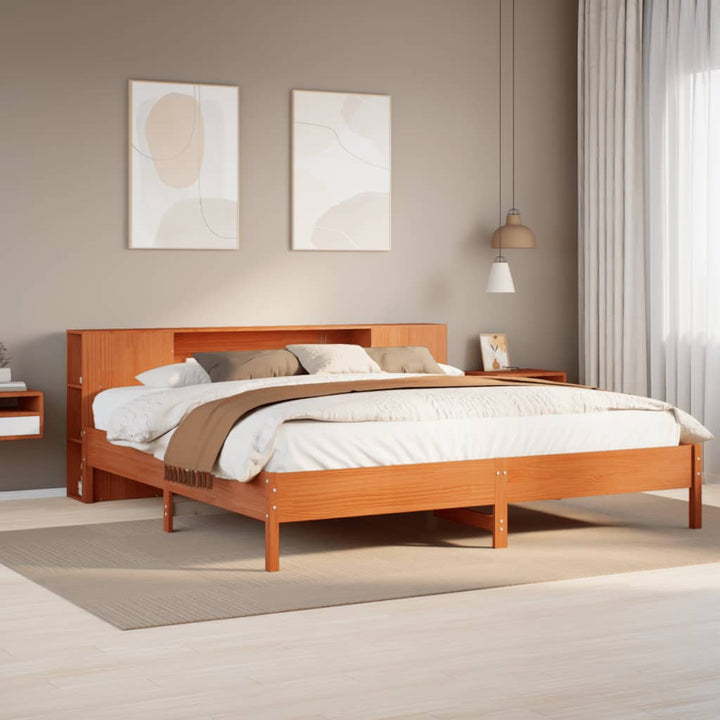 seng med reol uden madras 200x200cm massivt fyrretræ gyldenbrun