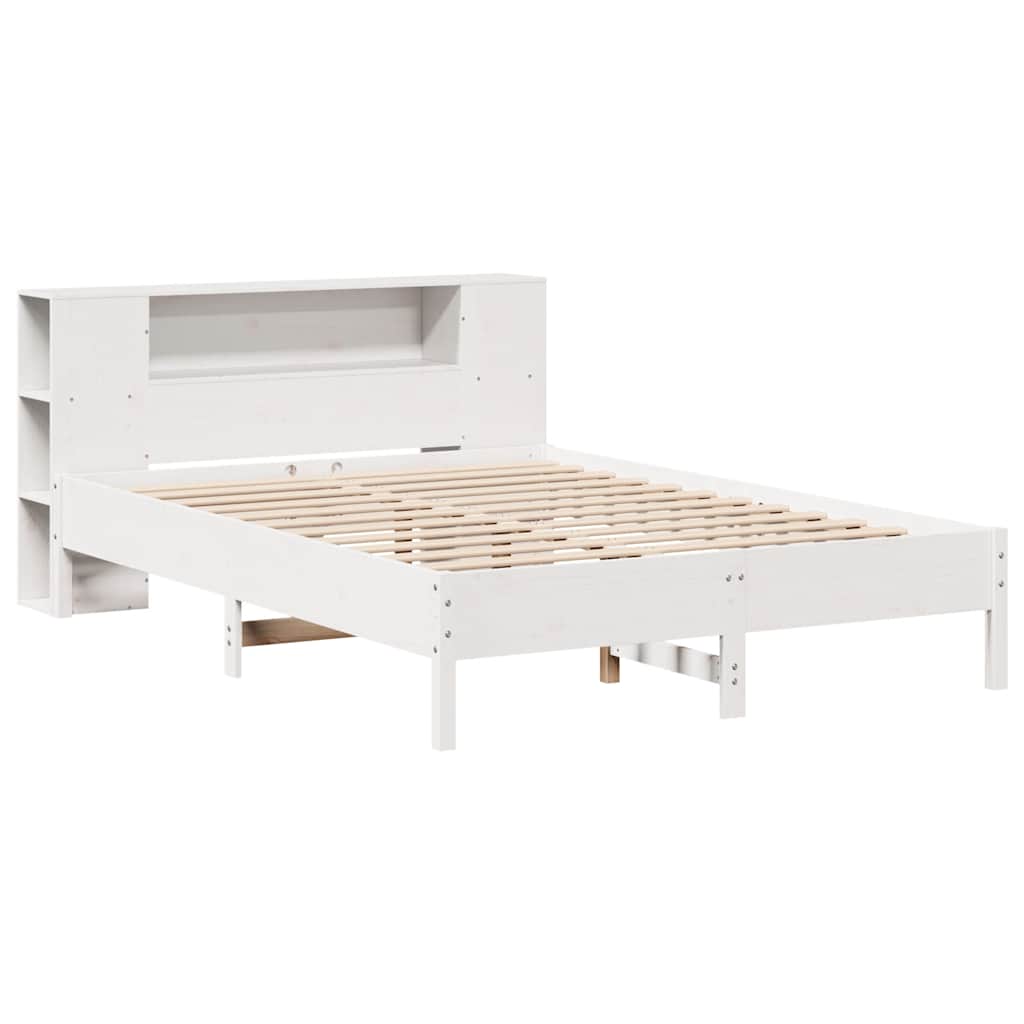 seng med reol uden madras 160x200 cm massivt fyrretræ hvid