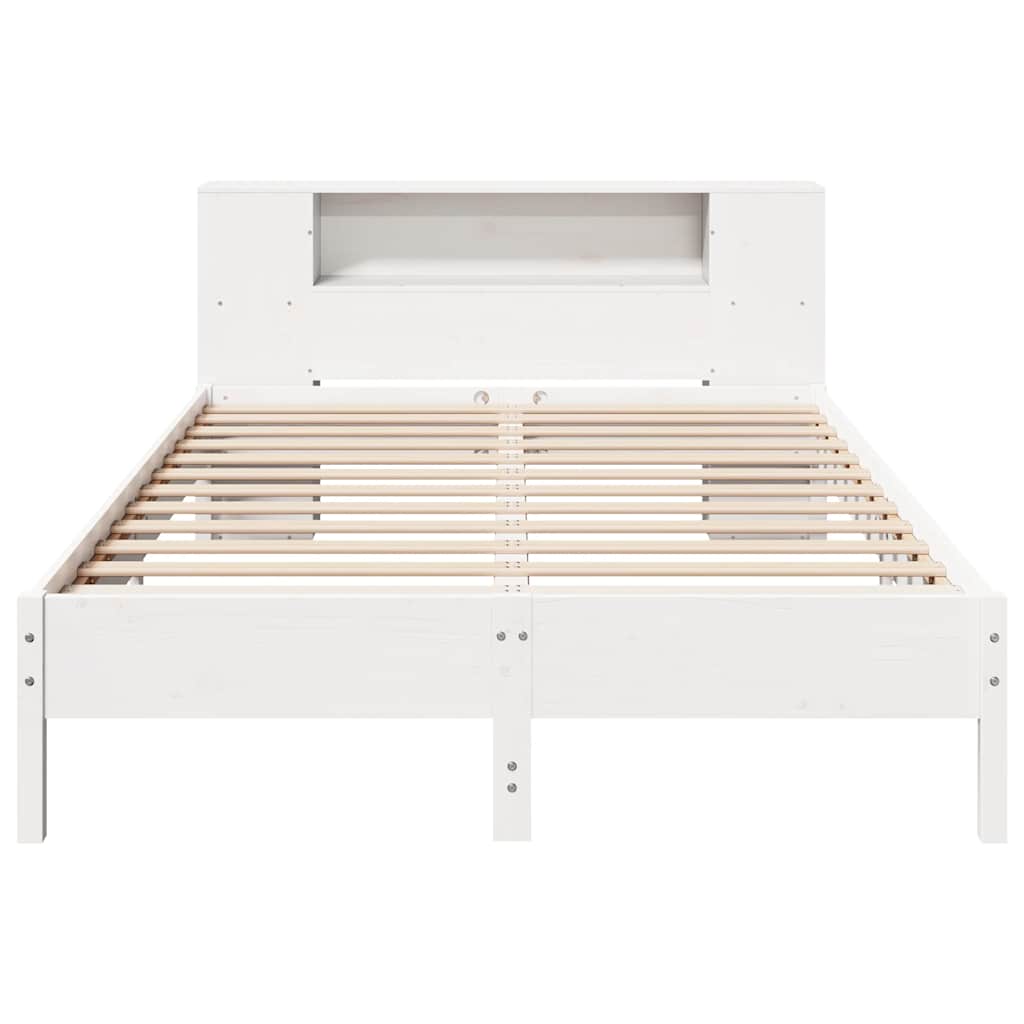 seng med reol uden madras 160x200 cm massivt fyrretræ hvid