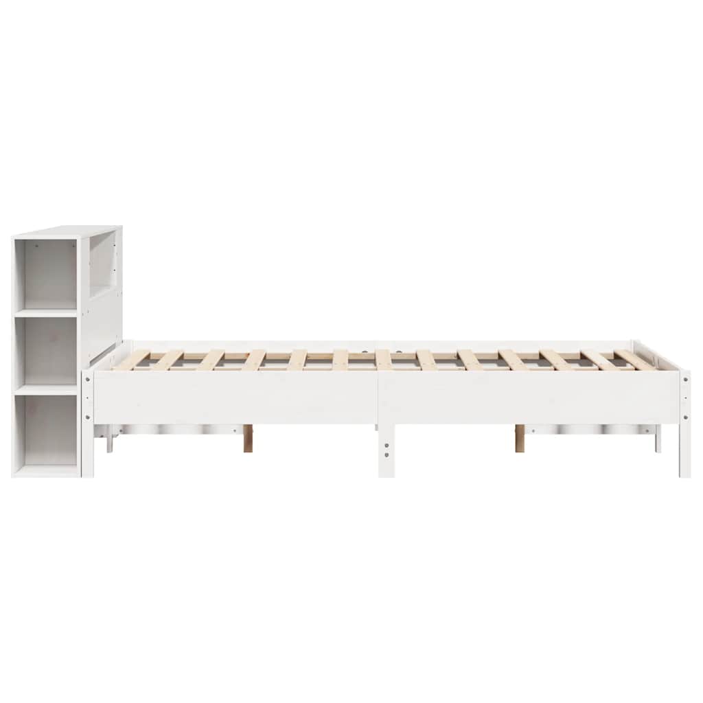 seng med reol uden madras 160x200 cm massivt fyrretræ hvid