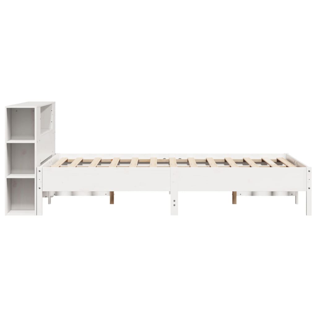 seng med reol uden madras 150x200 cm massivt fyrretræ hvid
