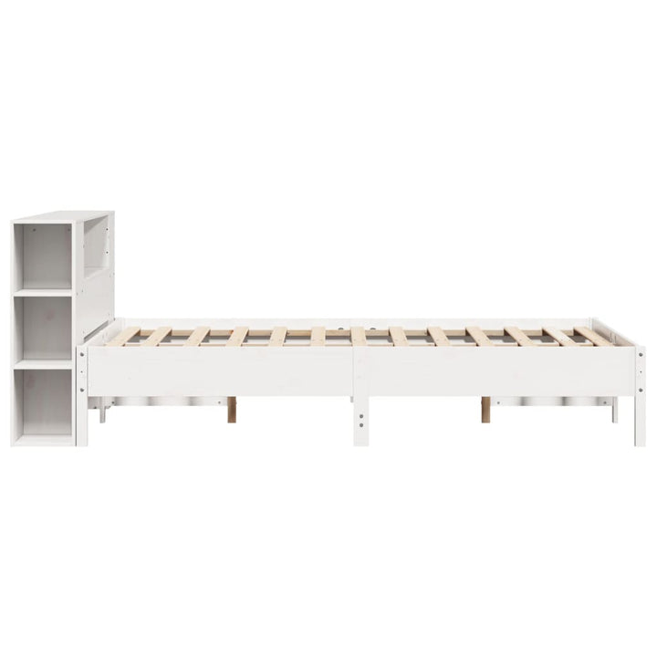 seng med reol uden madras 150x200 cm massivt fyrretræ hvid