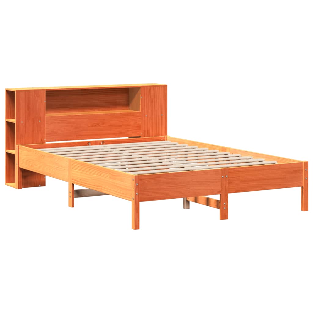 seng med reol uden madras 150x200cm massivt fyrretræ gyldenbrun