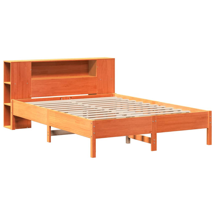 seng med reol uden madras 140x200cm massivt fyrretræ gyldenbrun