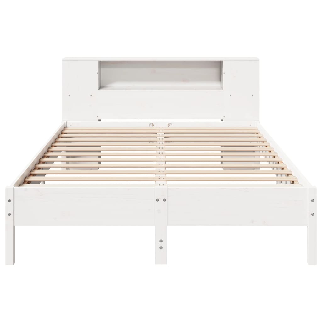 seng med reol uden madras 120x200 cm massivt fyrretræ hvid