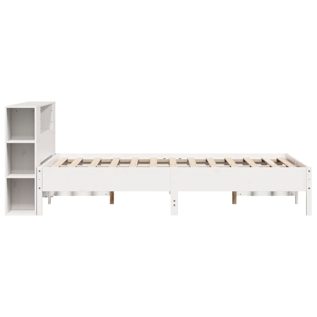 seng med reol uden madras 120x200 cm massivt fyrretræ hvid