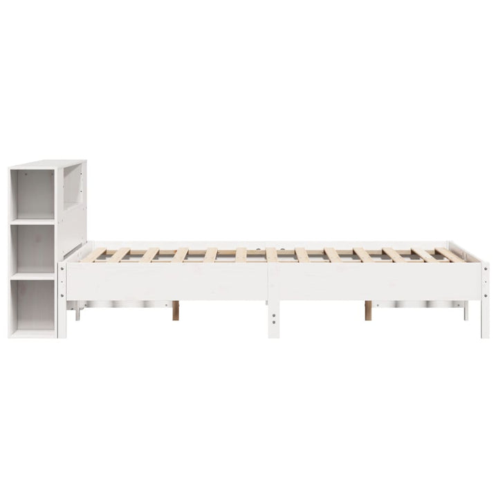 seng med reol uden madras 120x200 cm massivt fyrretræ hvid