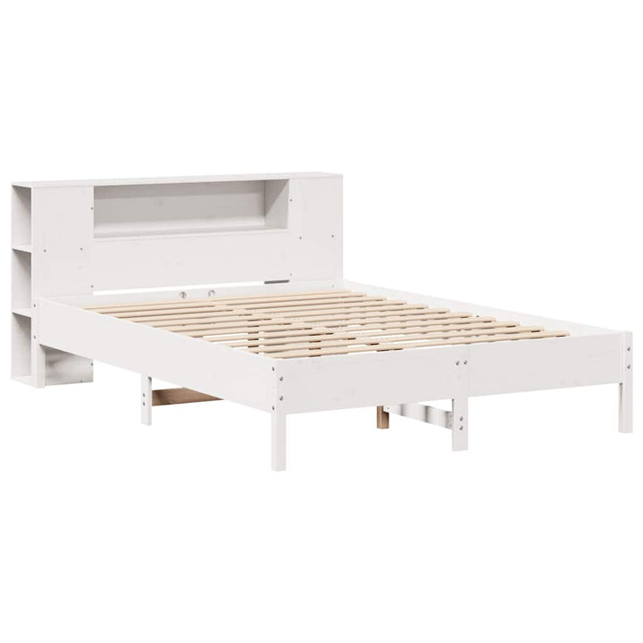 seng med reol uden madras 140x190 cm massivt fyrretræ hvid