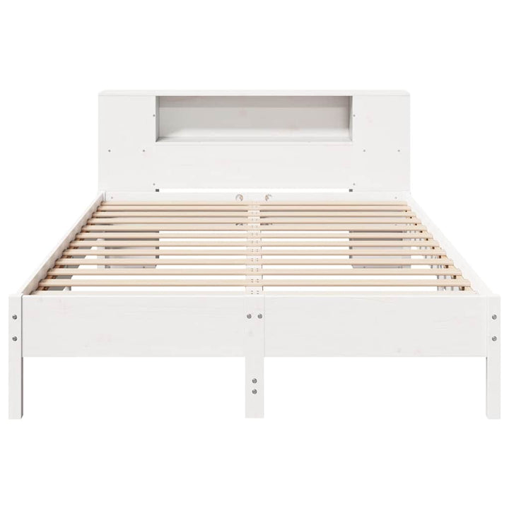 seng med reol uden madras 140x190 cm massivt fyrretræ hvid