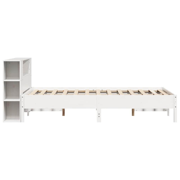 seng med reol uden madras 140x190 cm massivt fyrretræ hvid