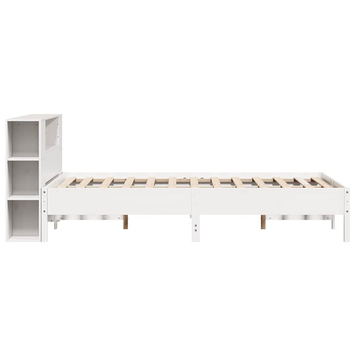 seng med reol uden madras 140x190 cm massivt fyrretræ hvid