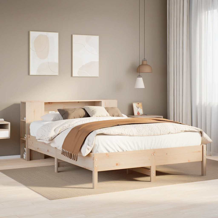 seng med reol uden madras 135x190 cm massivt fyrretræ