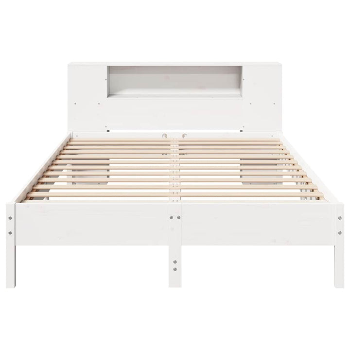 seng med reol uden madras 135x190 cm massivt fyrretræ hvid