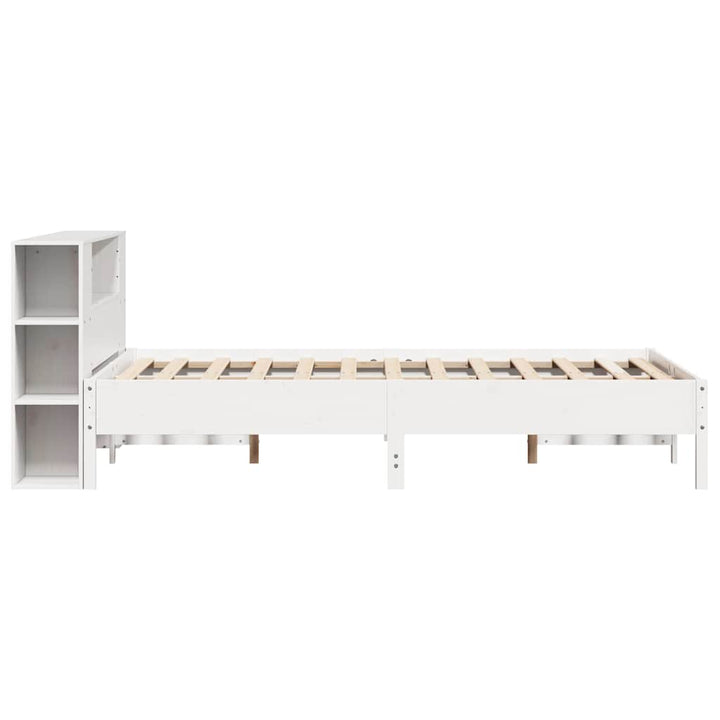 seng med reol uden madras 135x190 cm massivt fyrretræ hvid