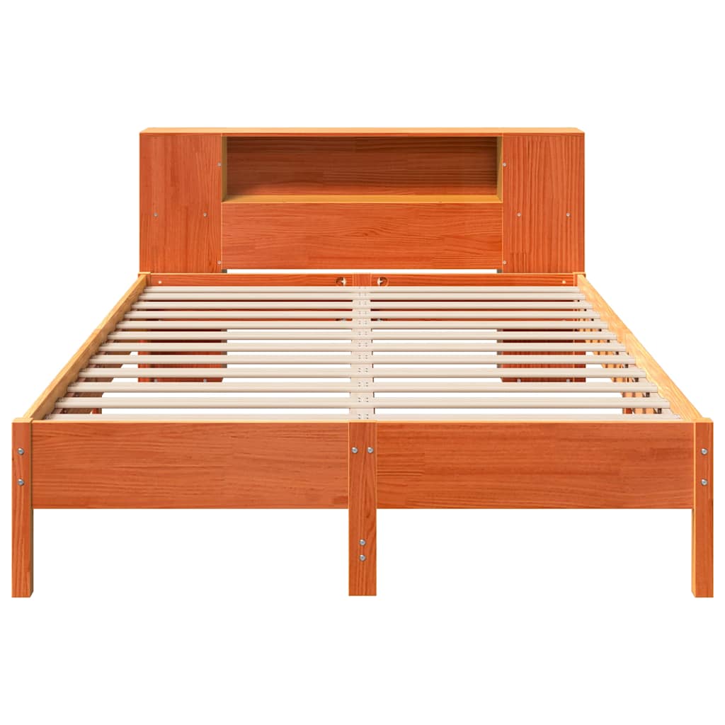 seng med reol uden madras 135x190cm massivt fyrretræ gyldenbrun