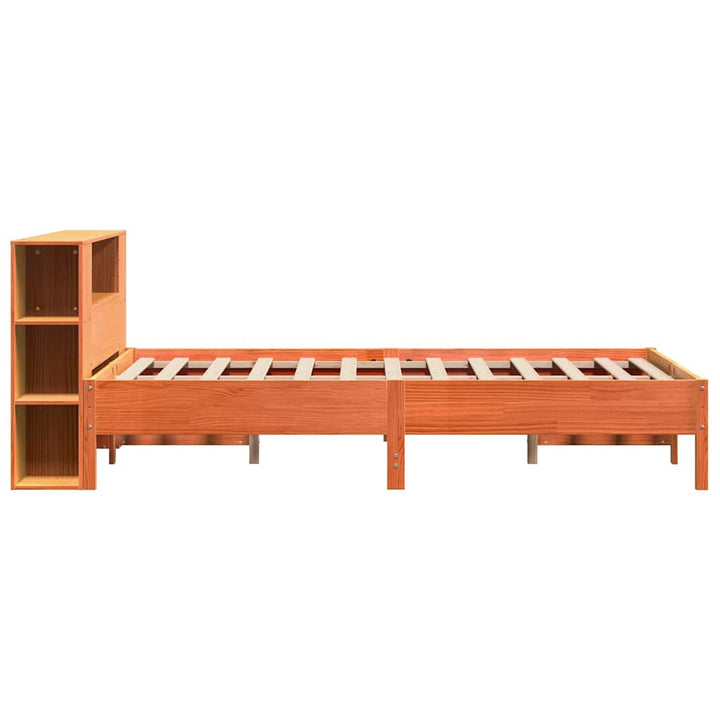seng med reol uden madras 135x190cm massivt fyrretræ gyldenbrun